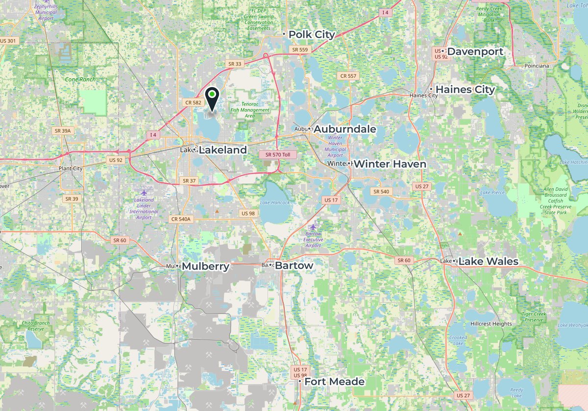 Map of the Express Air Duct Cleaning service area in Polk County, FL